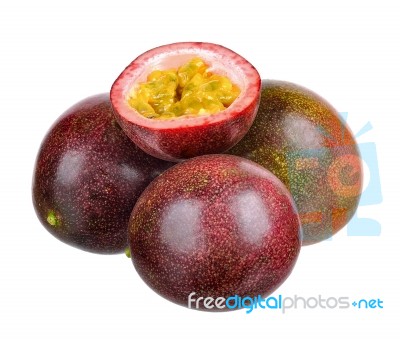 Passion Fruit Isolated On White Background Stock Photo