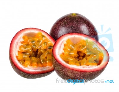 Passion Fruit Isolated On White Background Stock Photo