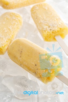 Passion Fruit  Popsicle Yummy Fresh Summer Fruit Sweet Dessert Still Life Stock Photo