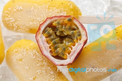 Passion Fruit  Popsicle Yummy Fresh Summer Fruit Sweet Dessert Still Life Stock Photo