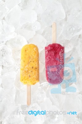 Passion Fruit Red Grapes Popsicle Yummy Fresh Summer Fruit Sweet Dessert Stock Photo