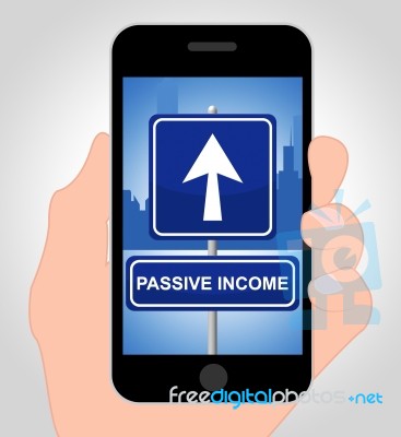 Passive Income Online Indicates Recurring Residual Earnings Stock Image