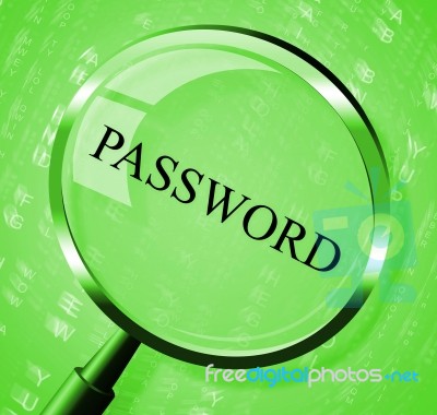 Password Magnifier Means Log In And Account Stock Image