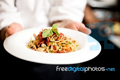 Pasta Is Ready To Serve Stock Photo