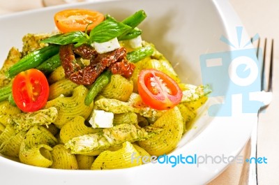 Pasta Pesto And Vegetables Stock Photo