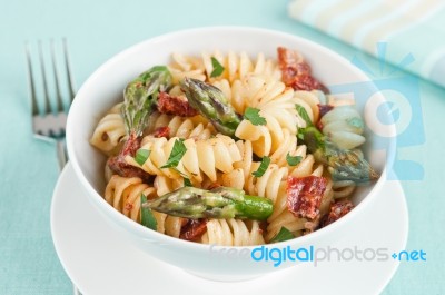 Pasta With Asparagus Stock Photo