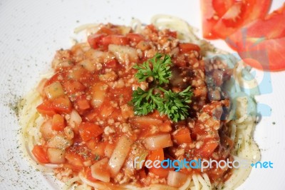 Pasta With Tomato Sauce Stock Photo