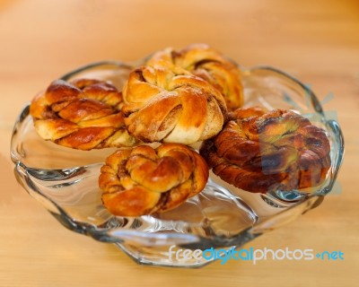 Pastries In Pedestal Glass Bowl Stock Photo