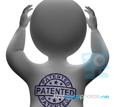 Patented Stamp On Man Shows Registered Patent Stock Image