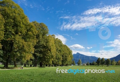 Path Leading From Mondsee Down To The Lake Stock Photo