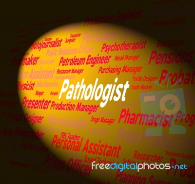 Pathologist Job Indicates Jobs Researcher And Position Stock Image