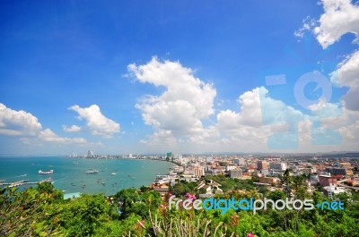 Pattaya City Bird Eye View Stock Photo