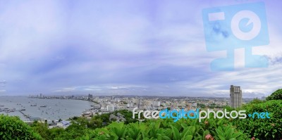 Pattaya City Chonburi Thailand Panorama High View Stock Photo