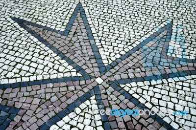 Pattern In The Pavement At The Entrance To Charles Bridge In Pra… Stock Photo