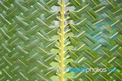 Pattern Weaving Of Coconut Leaves Stock Photo