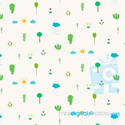 Pattern With Abstract Cute Tree Design Elements Stock Image