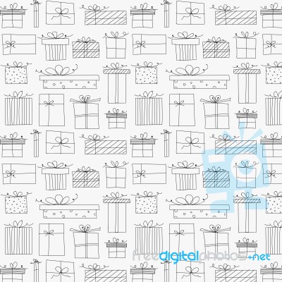 Pattern With Hand Drawn Gift Box Background Stock Image