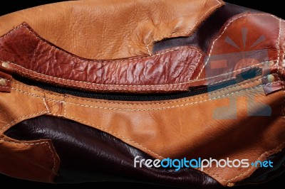 Patterned Of Leather Bag Stock Photo