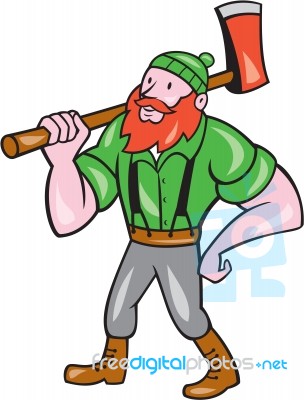 Paul Bunyan Lumberjack Isolated Cartoon Stock Image