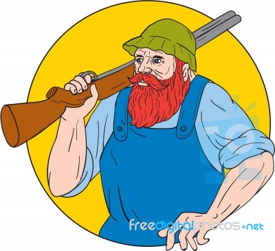 Paul Bunyan The Hunter Circle Drawing Stock Image