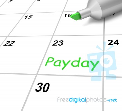 Payday Calendar Means Receiving Income For Work Stock Image