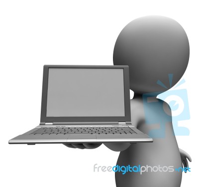 Pc Computer With Blank Space Shows Surfing Internet Stock Image