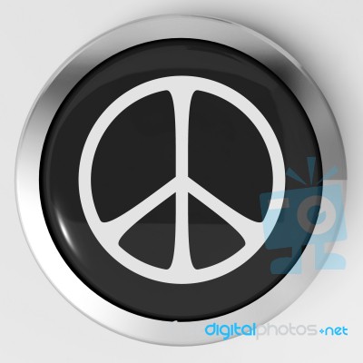 Peace Sign Button Shows Love Not War Stock Image