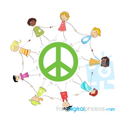 Peace Sign With Kids Stock Image