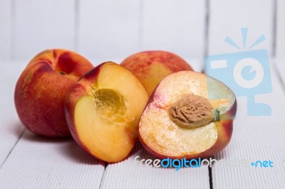 Peaches (prunus Persica Subs Nectarina) Stock Photo