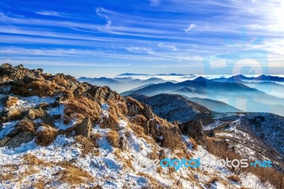 Peak Of Deogyusan Mountains In Winter,south Korea.winter Lanscape Stock Photo