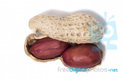 Peanuts On A White Background Stock Photo