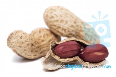 Peanuts On A White Background Stock Photo