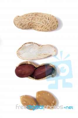 Peanuts On A White Background Stock Photo