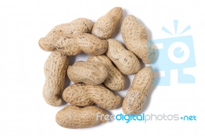 Peanuts On A White Background Stock Photo