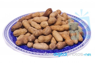 Peanuts On White Stock Photo