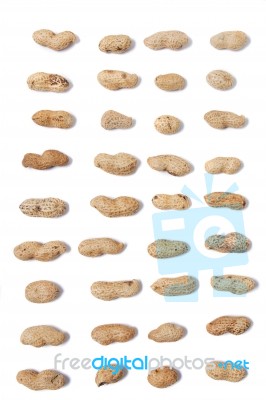 Peanuts Spreaded On A White Background Stock Photo