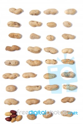 Peanuts Spreaded On A White Background Stock Photo