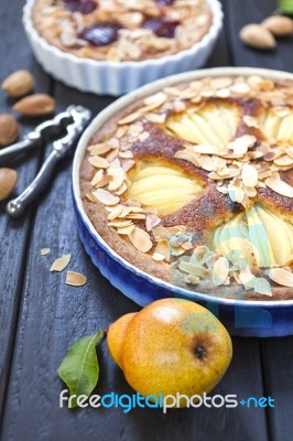 Pear And Plum Frangipane Tarts Stock Photo