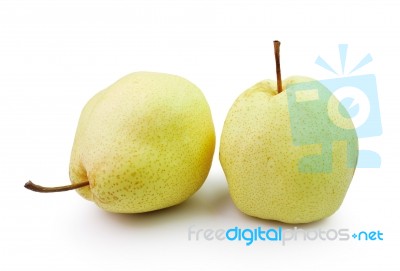 Pear In Closeup On A White Background Stock Photo