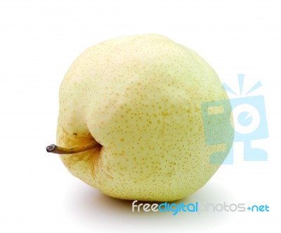 Pear In Closeup On A White Background Stock Photo