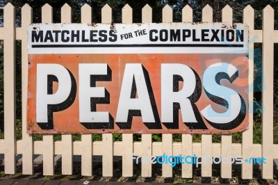 Pears Sign At Sheffield Park Station Stock Photo