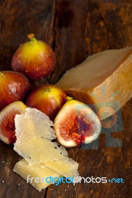 Pecorino Cheese And Fresh Figs Stock Photo