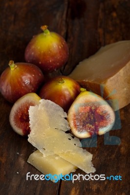 Pecorino Cheese And Fresh Figs Stock Photo