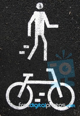 Pedestrian And Bicycle Sign Stock Photo