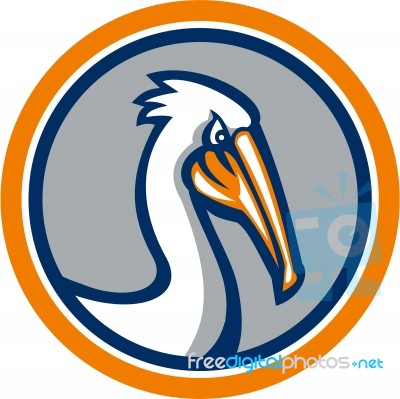 Pelican Head Circle Retro Stock Image