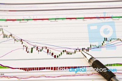 Pen And Business Graph Stock Photo