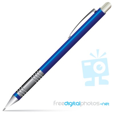  Pen. Dark Blue Pen Isolated On White Background. Object Tool Stock Image