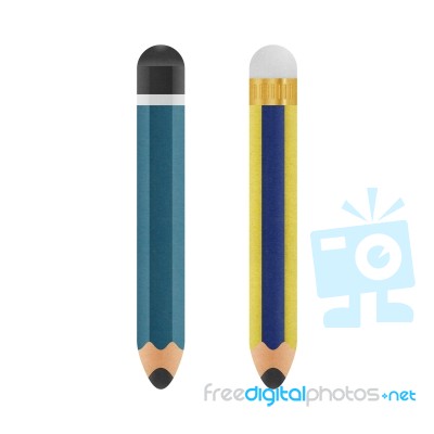 Pencil Is Cute Cartoon Illustration Isolated Icon On A White Stock Image