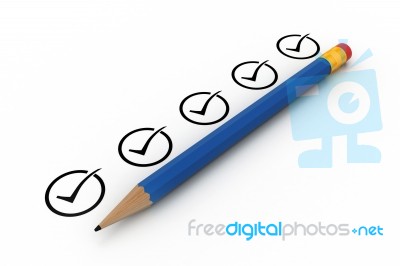 Pencil With Checklist Stock Image