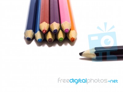 Pencils All Color Isolatedon The White Background Stock Photo